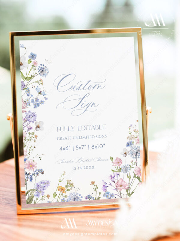 Pastel Floral Custom Sign Template Printable | Whimsical Personalized Sign