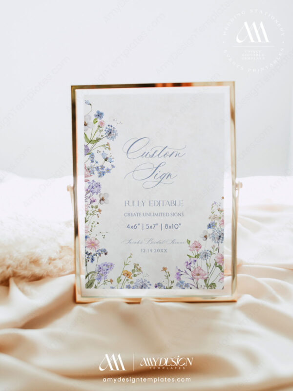 Pastel Floral Custom Sign Template Printable | Whimsical Personalized Sign