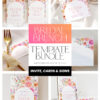 Floral Bridal Brunch Template Bundle | Bright Flower Bridal Shower Brunch Invitations | Editable Menu Place Cards & Signs Floral Bridal Brunch Template Bundle | Bright Flower Bridal Shower Brunch Invitations | Editable Menu, Place Cards & Signs