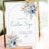 Dusty Blue Custom Sign Template | Editable Table Sign Printable Bohemian