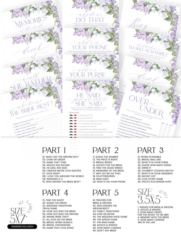 24+ Free Printable Bridal Shower Games Templates: Elevate Your Celebration! Bridal Shower Games Bundle | Wildflower Shower Games Printable Editable Templates