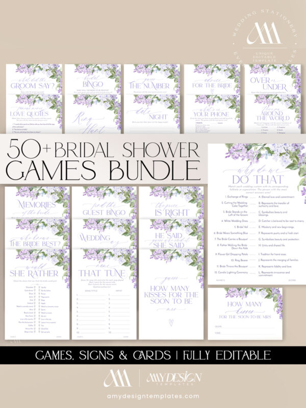Bridal Shower Games Bundle | Wildflower Shower Games Printable Editable Templates