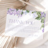 Lilac Floral Thank You Card Template | Purple Thank You Cards Printable