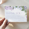 Lilac Floral Thank You Card Template | Purple Thank You Cards Printable