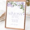 Lilac Purple Mimosa Bar Sign Printable | Editable Bridal Shower Signs Instant Download