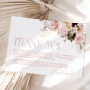 Pink Bridal Shower Thank You Card Printable Template | Floral Thank You Cards