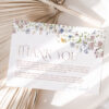 Wildflower Thank You Card Template Printable | Flat and Folded Floral Thank You Bridal Shower