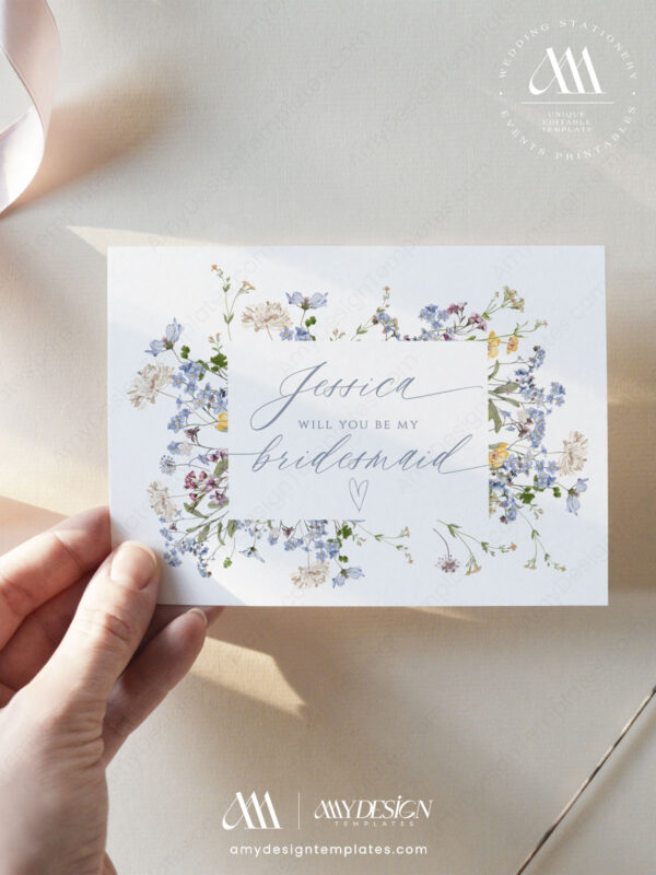 Personalized Will You Be My Bridesmaid Cards | Bridesmaid Proposal Card | Wedding Stationery Editable