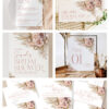 Pink Boho Pampas Bridal Shower Bundle | Bohemian Invitation Template | Bridal Shower Signage & Games Bundle