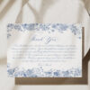 Blue Minimalist Bridal Shower Thank You Card Printable | Monogram Wedding Shower Thank You Template
