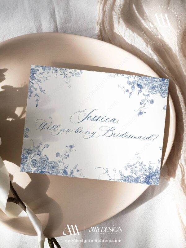 Printable Will You Be My Bridesmaid Card | Maid Of Honor Proposal Template | Bridesmaid Info Card