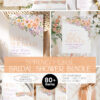 Spring Bridal Shower Bundle Template | Peach Purple Floral Bridal Shower Invitation Bundle | Editable Games
