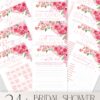 Hot Pink Bridal Shower Bundle | Floral Bridal Shower Invitation Template | 24 Editable Games Bundle Hot Pink Bridal Games Printable Download | Editable 24 Bridal Shower Games Bundle Template