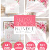 Hot Pink Bridal Shower Bundle | Floral Bridal Shower Invitation Template | 24 Editable Games Bundle