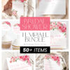Hot Pink Bridal Shower Bundle | Floral Bridal Shower Invitation Template | 24 Editable Games Bundle