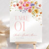 Floral Wedding Table Number Cards | Printable Table Numbers Instant Download