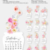 Floral Desk Calendar Printable 2026 | Colorful Flowers Vase Calendar | Mini Desk Calendar 2026 Floral Desk Calendar 2026 Printable