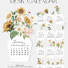 Sunflower Floral Calendar Printable 2026 Amy Design Templates