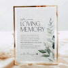 Minimalist Eucalyptus Wedding Invitation BUNDLE | Modern Wedding Stationery Templates In Loving Memory Wedding Sign Template | Minimalist Modern Wedding Memory Sign