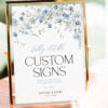 Blue Wildflower Wedding Template BUNDLE | Invitation, Save The Date, Menu & Signs Blue Wildflower Wedding Table Signs | Botanical Wedding Custom Sign Printable