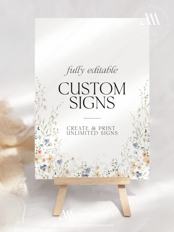 Whimsical Thank You Labels Template Editable | Favor Tags Printable Instant Download Floral Wedding Table Signs Editable | Wildflower Wedding Custom Sign Editable