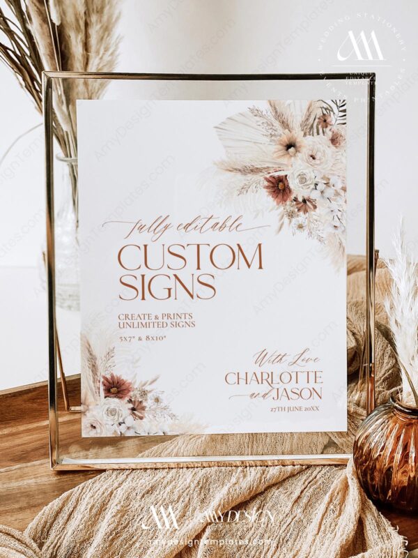 Boho Wedding Custom Sign Printable | Terracotta Wedding Sign Template