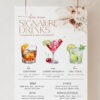 Boho Wedding Drink Sign Template | Signature Drink Menu Sign | Signature Cocktails Boho Wedding Drink Sign Template | Signature Drink Menu Sign | Signature Cocktails