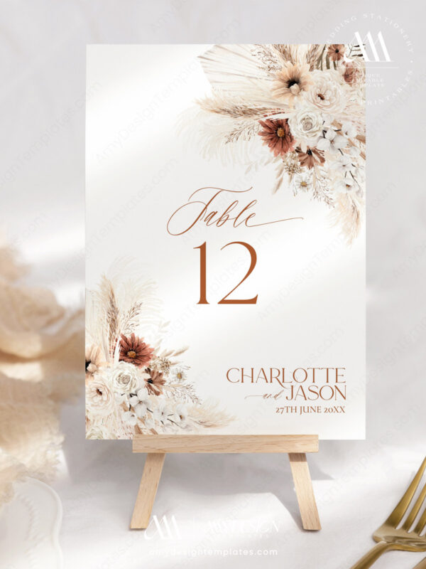 Terracotta Table Number Cards | Boho Wedding Number Signs Digital Download