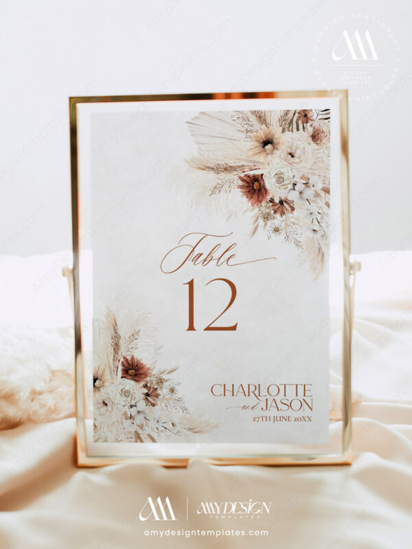 Terracotta Table Number Cards | Boho Wedding Number Signs Digital Download