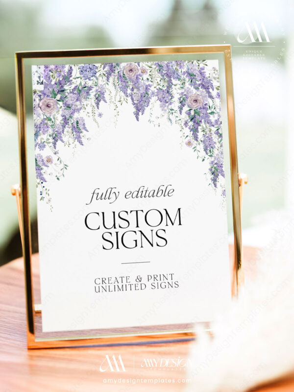 Purple Wedding Custom Sign Template