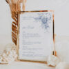 Minimalist Blue Wedding Bar Menu Sign Template | Drink Menus Printable