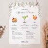 Wildflower Wedding Drink Sign Template | Cocktail Sign Printable | Drink Menu Sign Template