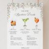Wildflower Wedding Drink Sign Template | Cocktail Sign Printable | Drink Menu Sign Template