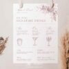 Minimalist Wedding Bar Sign Template | Editable Signature Cocktails Drink Sign Minimalist Wedding Bar Sign Template