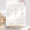 Minimalist Wedding Bar Sign Template | Editable Signature Cocktails Drink Sign Minimalist Wedding Bar Sign Template