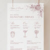French Toile Floral Wedding Invitations Template Bundle | All-in-One Wedding Templates Invitations & Signs Minimalist Wedding Bar Sign Template
