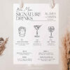 Rustic Boho Fall Wedding Invitations Template Bundle | Earthy Tan Wedding Stationery Printable Minimal Wedding Bar Menu Template Editable | Signature Drink Sign Cocktails | Wedding Bar Sign