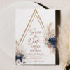 Bohemian Navy Wedding Save The Date Card Template | Save Our Date Printable Bohemian Navy Wedding Save The Date Card Template