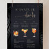 Modern Signature Drinks Sign Template | Bar Menu Template | Cocktail Watercolor Clipart Modern Signature Drinks Sign Template | Bar Menu Template | Cocktail Watercolor Clipart