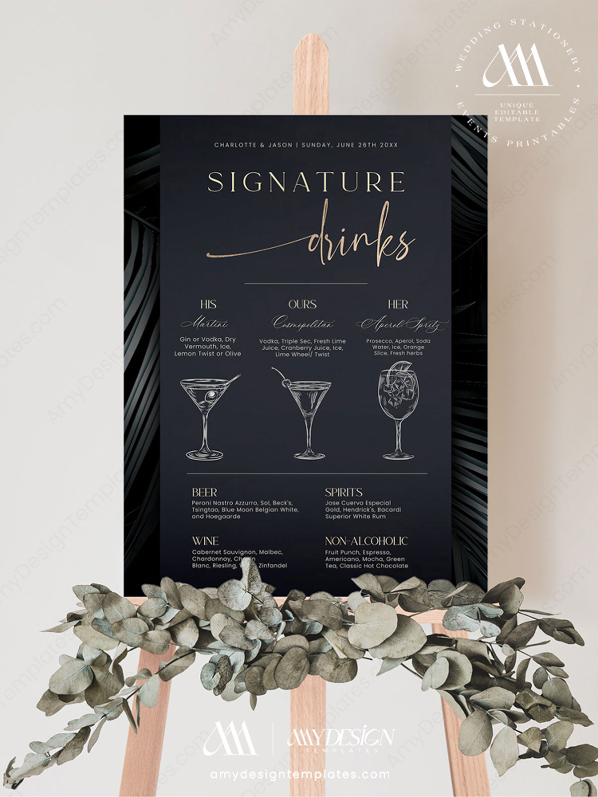 Minimal Signature Drink Menu Template | Cocktail Signs Printable | Wedding Bar Menu Sign Minimal Signature Drink Menu Template | Cocktail Signs Printable | Wedding Bar Menu Sign