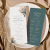 Rustic Teal Wedding Program Template | Boho Catholic Ceremony Printable Folded & 4x9 Double-Sided