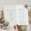Rustic Teal Wedding Program Template | Boho Catholic Ceremony Printable Folded & 4x9 Double-Sided