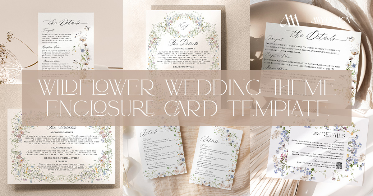 4 Wildflower Wedding Theme Enclosure Card Templates 4 Wildflower Wedding Theme Enclosure Card Templates