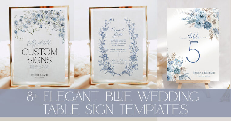 8+ Elegant Blue Wedding Table Sign Templates: Something Blue on Every Table