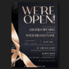 Modern Business Grand Opening Invitation Template | Elegant Black & Gold Ribbon Cutting Events