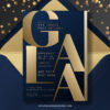 Editable Formal Gala Event Invitation Template Navy Gold | Luxury Fundraiser Ball Dinner