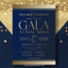 Gala Charity Auction Invitation Template | Navy Blue Gold Fundraiser Event Invite
