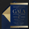 Gala Charity Auction Invitation Template | Navy Blue Gold Fundraiser Event Invite