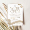 Minimalist Editable Business Launch Invitation Template | Gold Glitter Ribbon Cutting