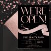 Luxury Rose Gold Grand Opening Invitation Template | Ribbon Cutting Beauty Salon Flyer